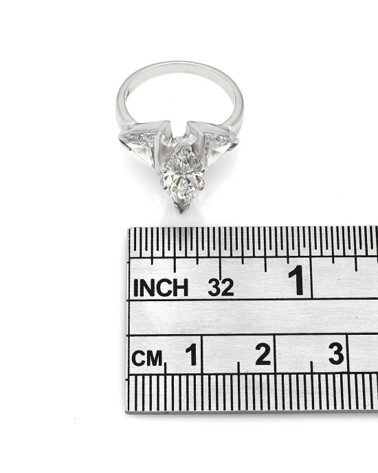 1.50ct Marguise Three Stone with Trillion Side Diamonds in Platinum